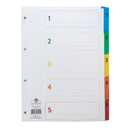 Concord Classic Index 1-5 A4 180gsm Board White with Coloured Mylar Tabs 00201/CS2 - UK BUSINESS SUPPLIES