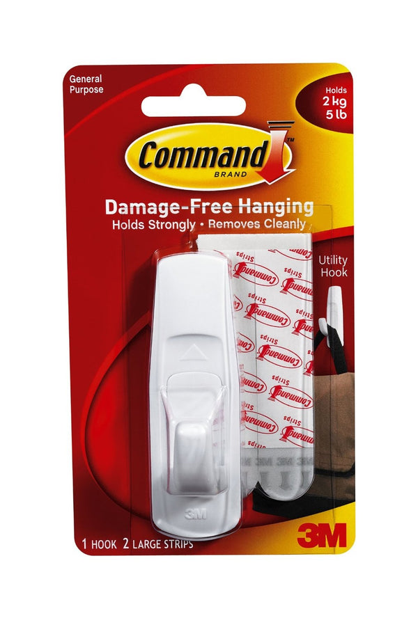 3M Command Adhesive Hook Large White 17003 - 7100134221 - UK BUSINESS SUPPLIES