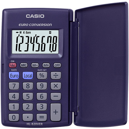 Casio HL-820VER 8 Digit Pocket Calculator With Euro Conversion - HL-820VERA-SK-UP - UK BUSINESS SUPPLIES