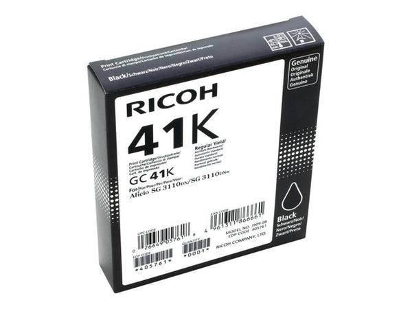 Ricoh GC41K Black Standard Capacity Gel Ink Cartridge 2.5k pages - 405761 - UK BUSINESS SUPPLIES