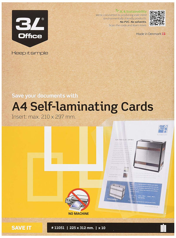 3L Self Laminating Card Polypropylene A4 (Pack 10) 11051 - UK BUSINESS SUPPLIES