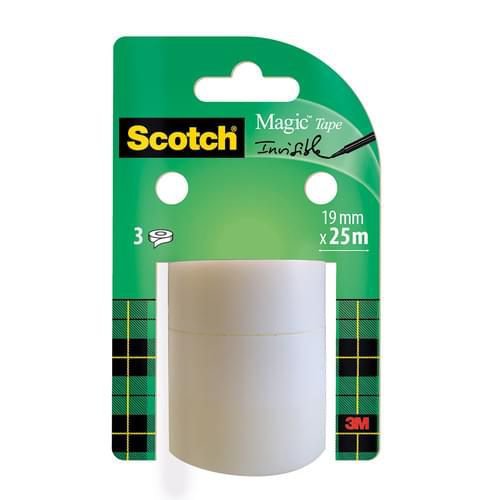 Scotch Magic Invisible Tape 8-192R3 Refill 19mm x 25m (Pack 3) 7100127532 - UK BUSINESS SUPPLIES