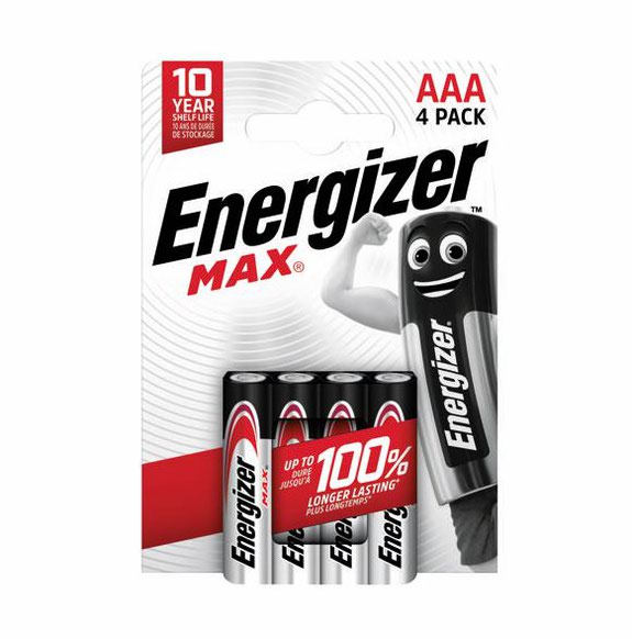 Energizer Max AAA Alkaline Batteries (Pack 4) - E300816100 - UK BUSINESS SUPPLIES