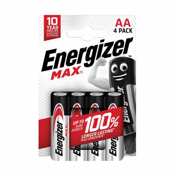 Energizer Max AA Alkaline Batteries (Pack 4) - E301530700 - UK BUSINESS SUPPLIES