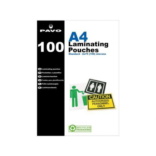 Pavo Laminating Pouch 2x75 Micron A4 Gloss (Pack 100) 8004270 - UK BUSINESS SUPPLIES