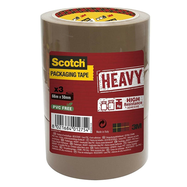 Scotch Packaging Tape Heavy Brown 50mm x 66m (Pack 3) 7100094375 - UK BUSINESS SUPPLIES