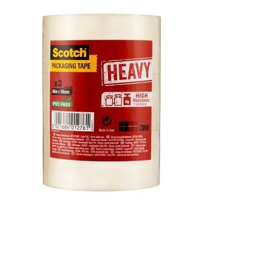 Scotch Packaging Tape Heavy Transparent 50mm x 66m (Pack 3) 7100094367 - UK BUSINESS SUPPLIES