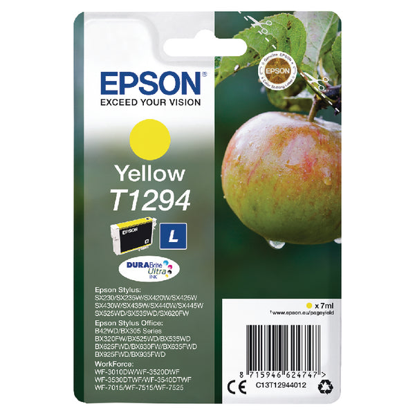 Epson T1294 Apple Yellow Standard Capacity Ink Cartridge 7ml - C13T12944012 - UK BUSINESS SUPPLIES