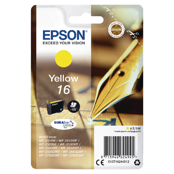 Epson 16 Pen and Crossword Yellow Standard Capacity Ink Cartridge 3ml - C13T16244012 - UK BUSINESS SUPPLIES