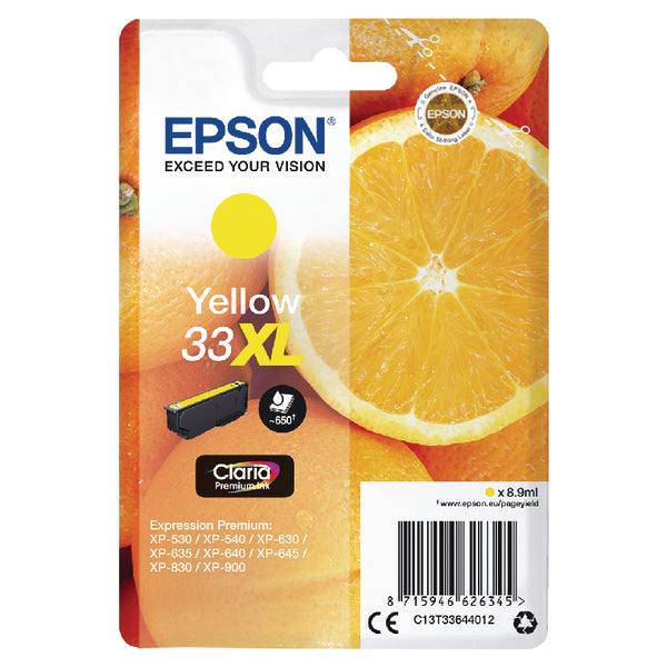 Epson 33XL Oranges Yellow High Yield Ink Cartridge 9ml - C13T33644012 - UK BUSINESS SUPPLIES