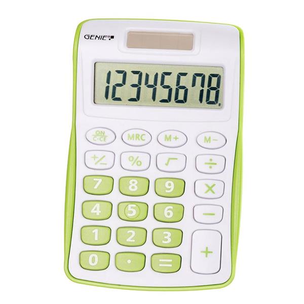 Genie 120B 8 Digit Pocket Calculator Green - 12496 - UK BUSINESS SUPPLIES