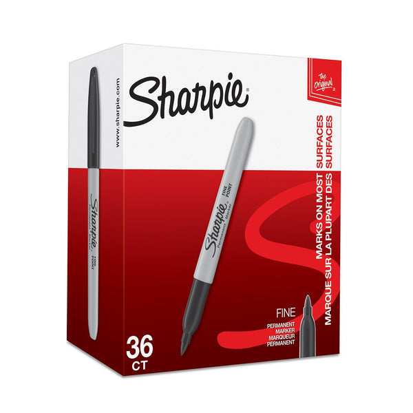 Sharpie Permanent Marker Fine Tip 0.9mm Line Black (Pack 36) - 2025040 - UK BUSINESS SUPPLIES