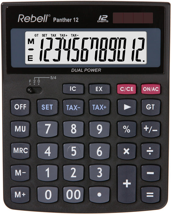 Rebell RE-PANTHER 12 BX 12 Digit Desktop Calculator Black RE-PANTHER 12 BX - UK BUSINESS SUPPLIES