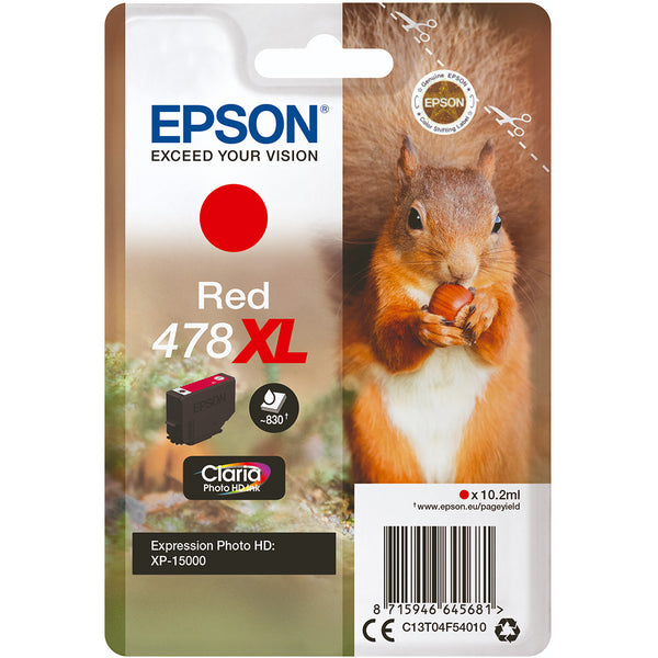 Epson 478XL Squirrel Red High Yield Ink Cartridge 10ml - C13T04F54010 - UK BUSINESS SUPPLIES