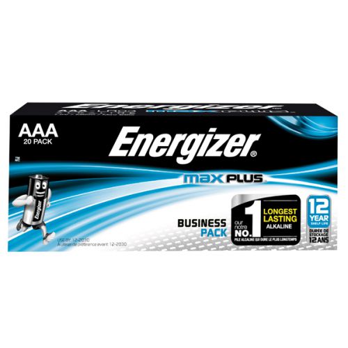 Energizer Max Plus AAA Alkaline Batteries (Pack 20) - E301322902 - UK BUSINESS SUPPLIES