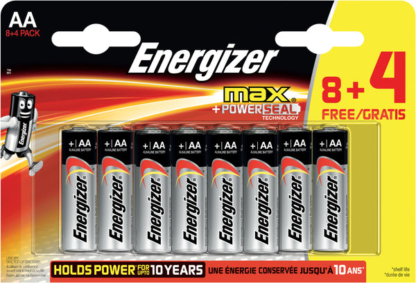 Energizer Max AA Alkaline Batteries (Pack 8 + 4 Free) - E301531600 - UK BUSINESS SUPPLIES