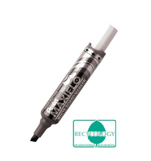 Pentel Maxiflo Whiteboard Marker Chisel Tip 1.5-6.2mm Line Black (Pack 12) - MWL6-AO - UK BUSINESS SUPPLIES
