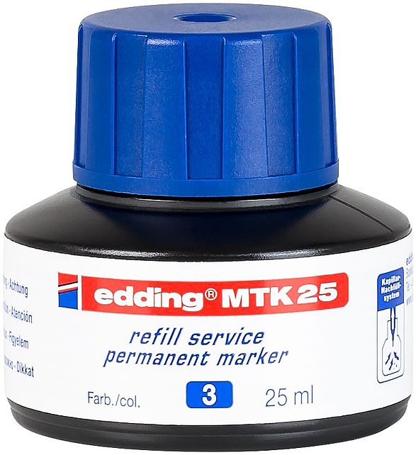 edding MTK 25 Bottled Refill Ink for Permanent Markers 25ml Blue - 4-MTK25003 - UK BUSINESS SUPPLIES