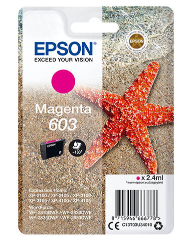 Epson 603 Starfish Magenta Standard Capacity Ink Cartridge 2.4ml - C13T03U34010 - UK BUSINESS SUPPLIES