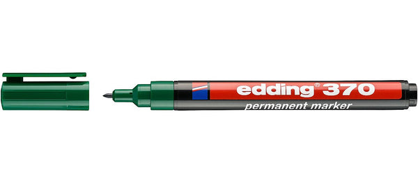 edding 370 Permanent Marker Bullet Tip 1mm Line Green (Pack 10) - 4-370004 - UK BUSINESS SUPPLIES