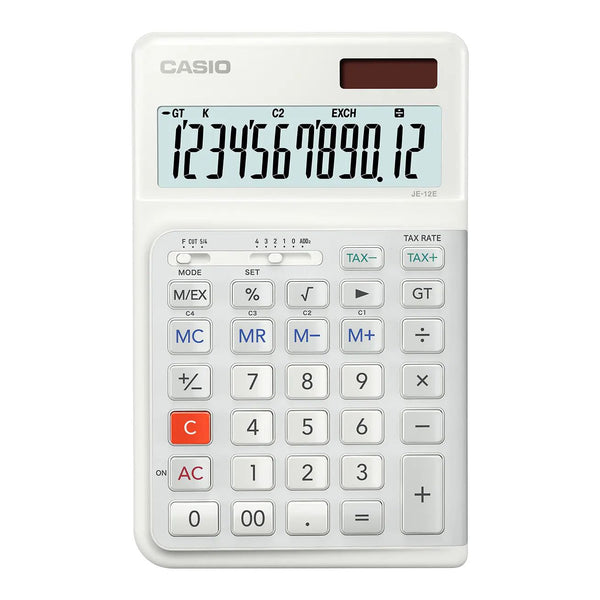 Casio JE-12E-WE 12 Digit Compact Ergonomic Desk Calculator JE-12E-WE-WA-EP - UK BUSINESS SUPPLIES