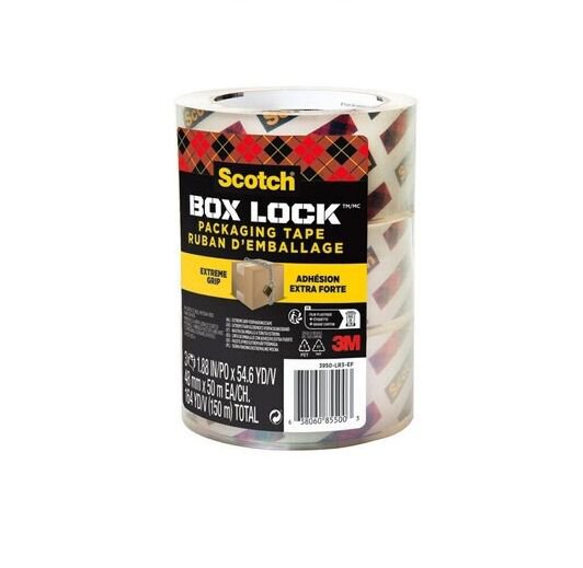 Scotch Box Lock Packaging Tape 3950-LR3-DC 48 mm x 50 m (Pack 3) 7100262924 - UK BUSINESS SUPPLIES