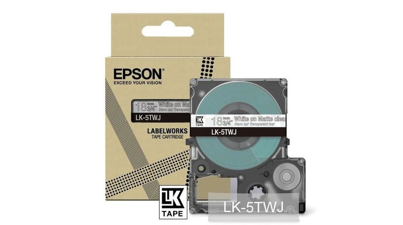 Epson LK-5TWJ White on Matte Clear Tape Cartridge 18mm - C53S672069 - UK BUSINESS SUPPLIES