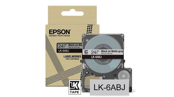 Epson LK-6ABJ Black on Matte Light Gray Tape Cartridge 24mm - C53S672088 - UK BUSINESS SUPPLIES