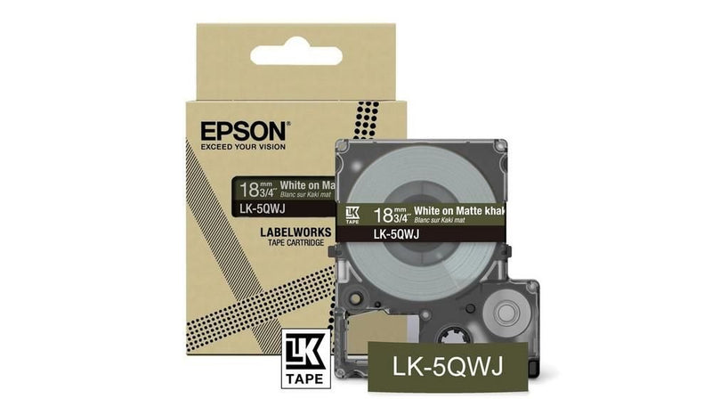 Epson LK-5QWJ White on Matte Khaki Tape Cartridge 18mm - C53S672089 - UK BUSINESS SUPPLIES