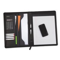 Monolith A4 Conference Folder with Calculator Leather Look Black 2914 - UK BUSINESS SUPPLIES
