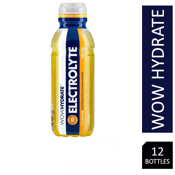 Wow Hydrate Electrolyte Water Orange 12 x 500ml - UK BUSINESS SUPPLIES