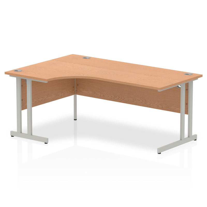 Impulse 1800mm Left Crescent Desk Oak Top Silver Cantilever Leg I000824 - UK BUSINESS SUPPLIES