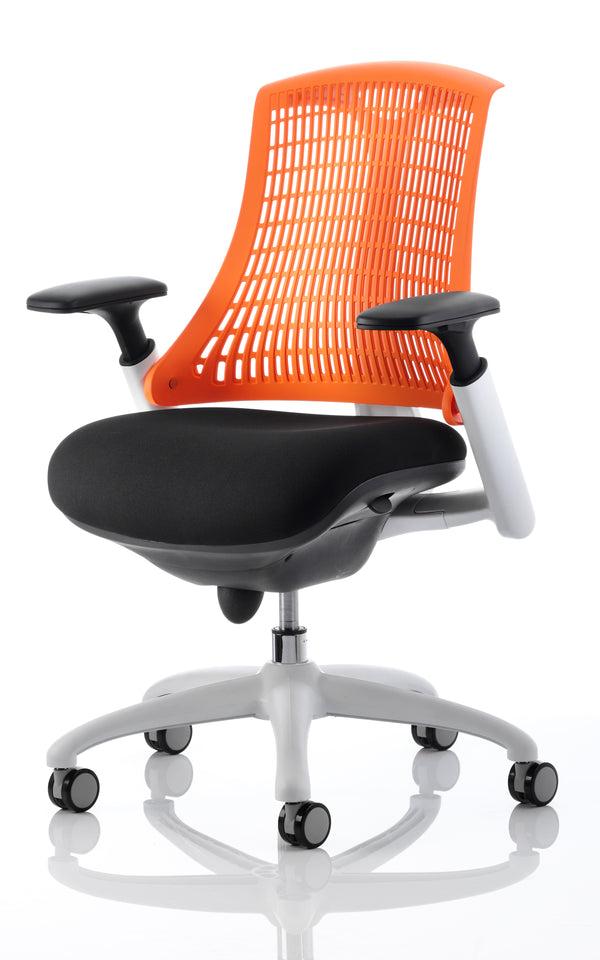 Flex Chair White Frame Back With Orange Back KC0059 - UK BUSINESS SUPPLIES