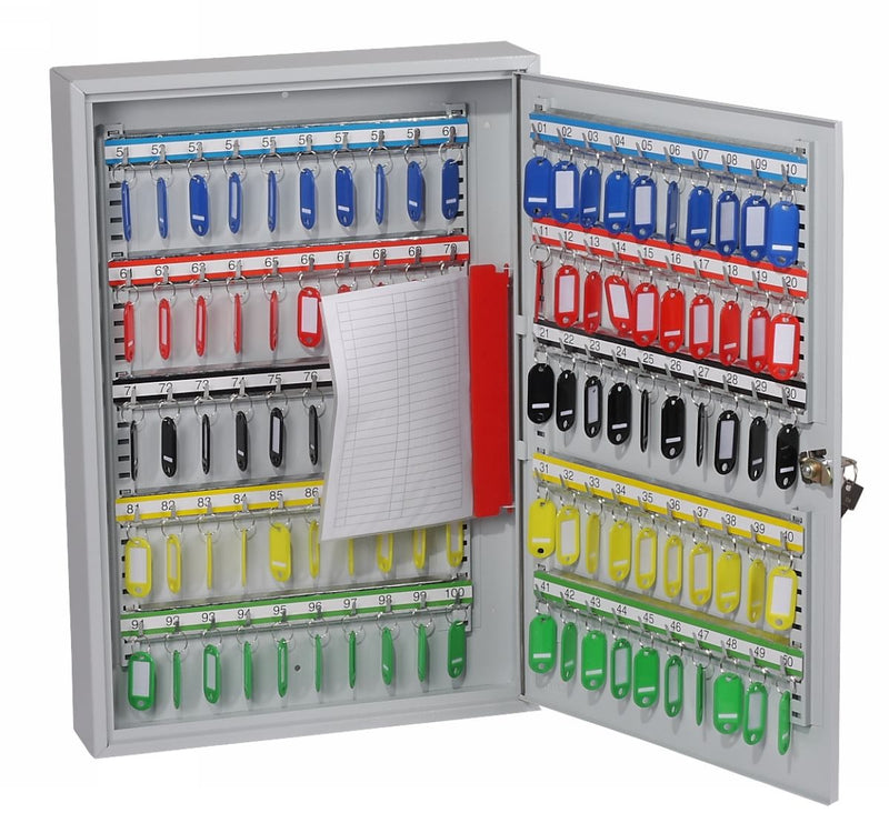 Phoenix Commercial Key Cabinet 100 Hook Key Lock Light Grey KC0603K - UK BUSINESS SUPPLIES