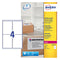 Avery Laser Weatherproof Parcel Label 99x139mm 4 Per A4 Sheet White (Pack 100 Labels) L7994-25 - UK BUSINESS SUPPLIES