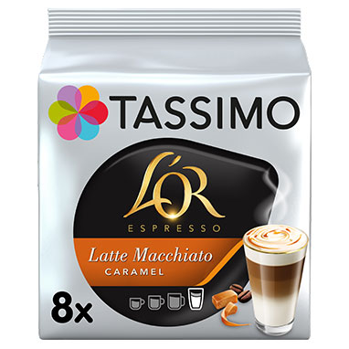 Tassimo L'OR Latte Macchiato Caramel Coffee Pods (Pack of 1, Total