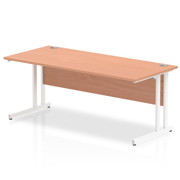 Impulse 1800 x 800mm Straight Desk Beech Top White Cantilever Leg MI001677 - UK BUSINESS SUPPLIES
