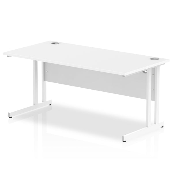 Impulse 1600 x 800mm Straight Desk White Top White Cantilever Leg MI002193 - UK BUSINESS SUPPLIES