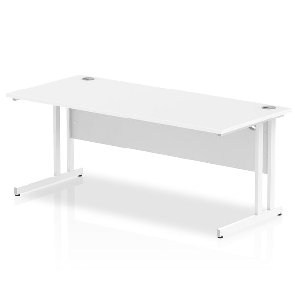 Impulse 1800 x 800mm Straight Desk White Top White Cantilever Leg MI002194 - UK BUSINESS SUPPLIES