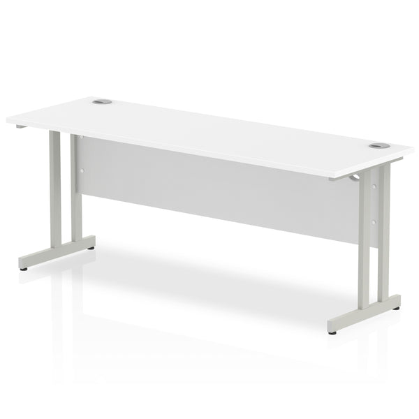 Impulse 1800 x 600mm Straight Desk White Top Silver Cantilever Leg MI002199 - UK BUSINESS SUPPLIES