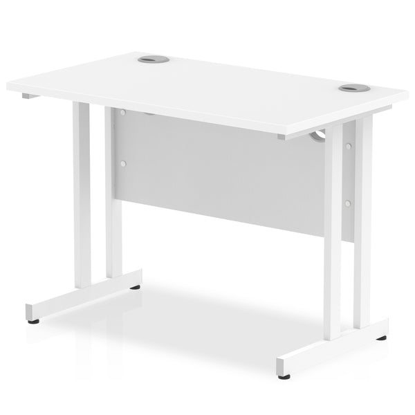 Impulse 1000 x 600mm Straight Desk White Top White Cantilever Leg MI002200 - UK BUSINESS SUPPLIES