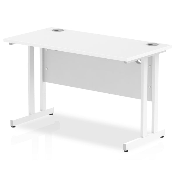 Impulse 1200 x 600mm Straight Desk White Top White Cantilever Leg MI002201 - UK BUSINESS SUPPLIES