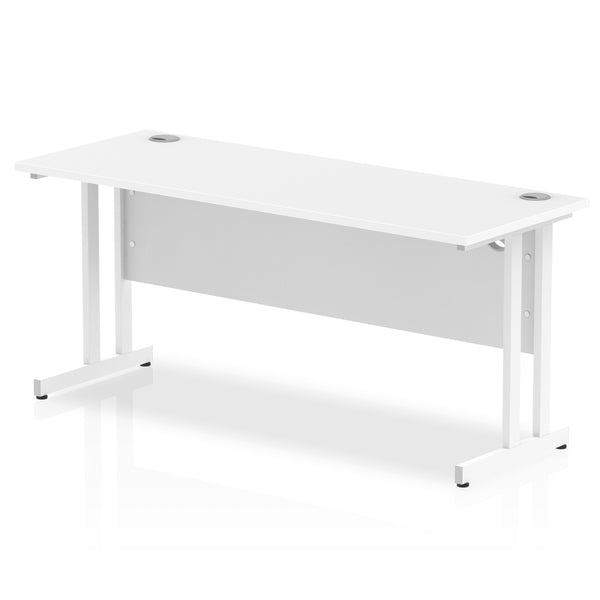 Impulse 1600 x 600mm Straight Desk White Top White Cantilever Leg MI002203 - UK BUSINESS SUPPLIES