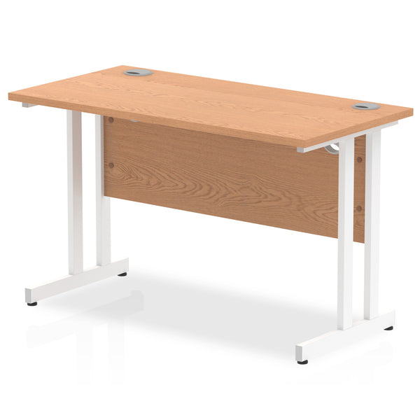 Impulse 1200 x 600mm Straight Desk Oak Top White Cantilever Leg MI002653 - UK BUSINESS SUPPLIES