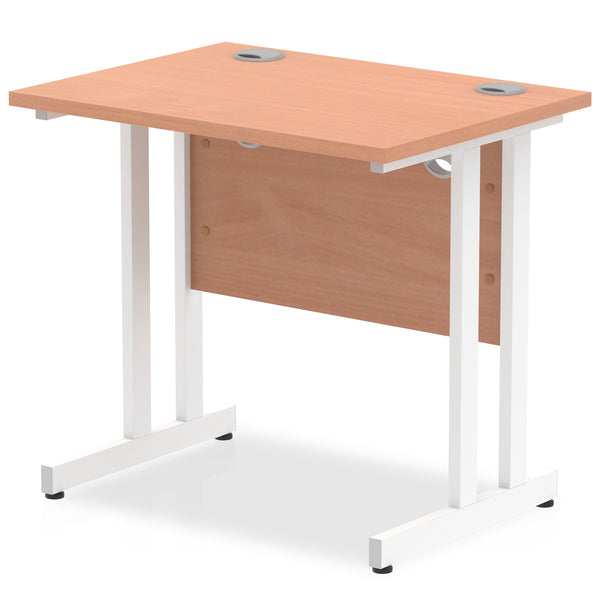 Impulse 800 x 600mm Straight Desk Beech Top White Cantilever Leg MI002885 - UK BUSINESS SUPPLIES