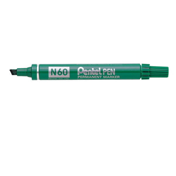 Pentel N60 Permanent Marker Chisel Tip 3.9-5.7mm Line Green (Pack 12) - N60-D - UK BUSINESS SUPPLIES