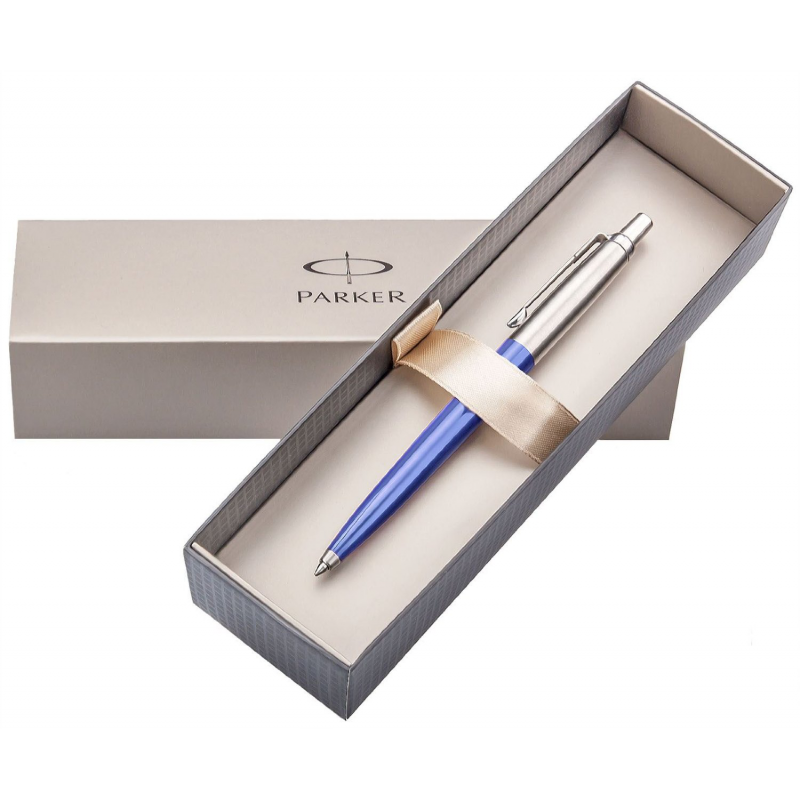 Parker Jotter Ballpoint Pen Stainless Steel with Blue Trim