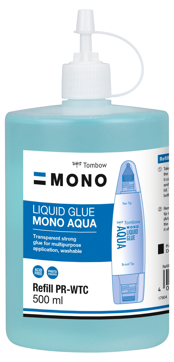 Tombow MONO Aqua PT-WTC Liquid Glue Refill Transparent 500ml - PR-WTC - UK BUSINESS SUPPLIES