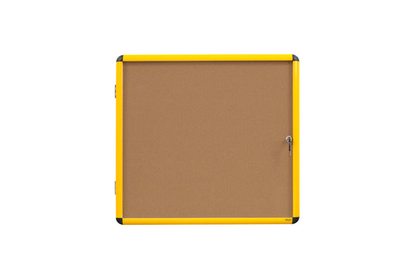 Bi-Office Ultrabrite Cork Noticeboard Display Case Lockable Yellow Aluminium Frame 9 x A4 - VT6301611511 - UK BUSINESS SUPPLIES