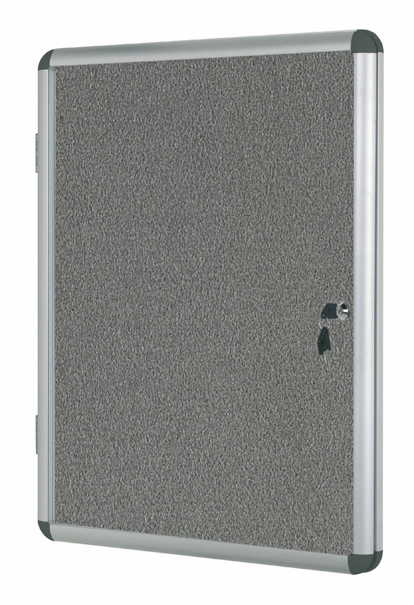 Bi-Office Enclore Grey Felt Lockable Noticeboard Display Case 20 x A4 1160x1288mm - VT740103150 - UK BUSINESS SUPPLIES